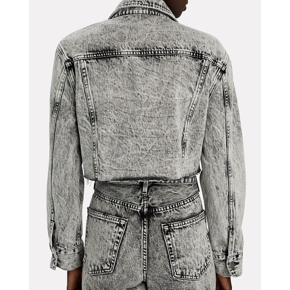 Frame Stonewashed Gray Faded & Distressed Crop Ja… - image 2